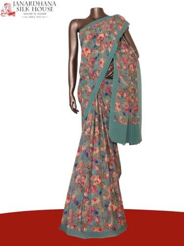 Exclusive Floral Pure Crepe Silk Saree